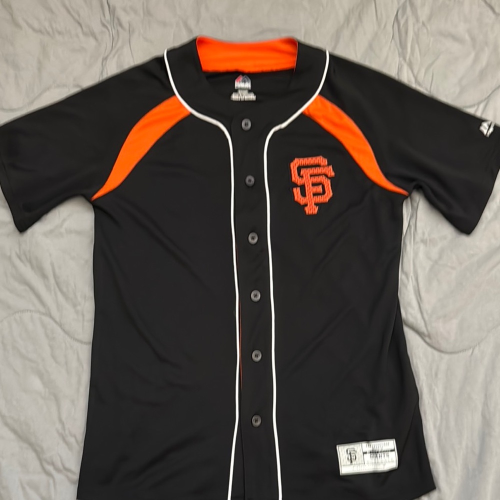Majestic Black and Orange Kids Jersey